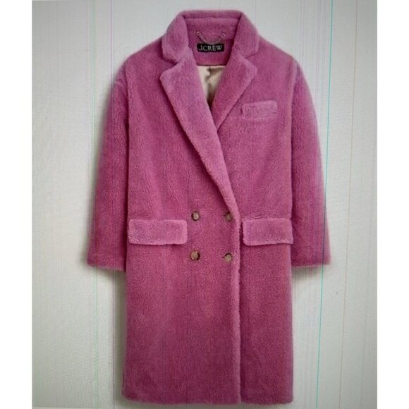 J.Crew $269 Women's Relaxed Sherpa Blend Topcoat in Dusty Bloom Size XS - Picture 1 of 8